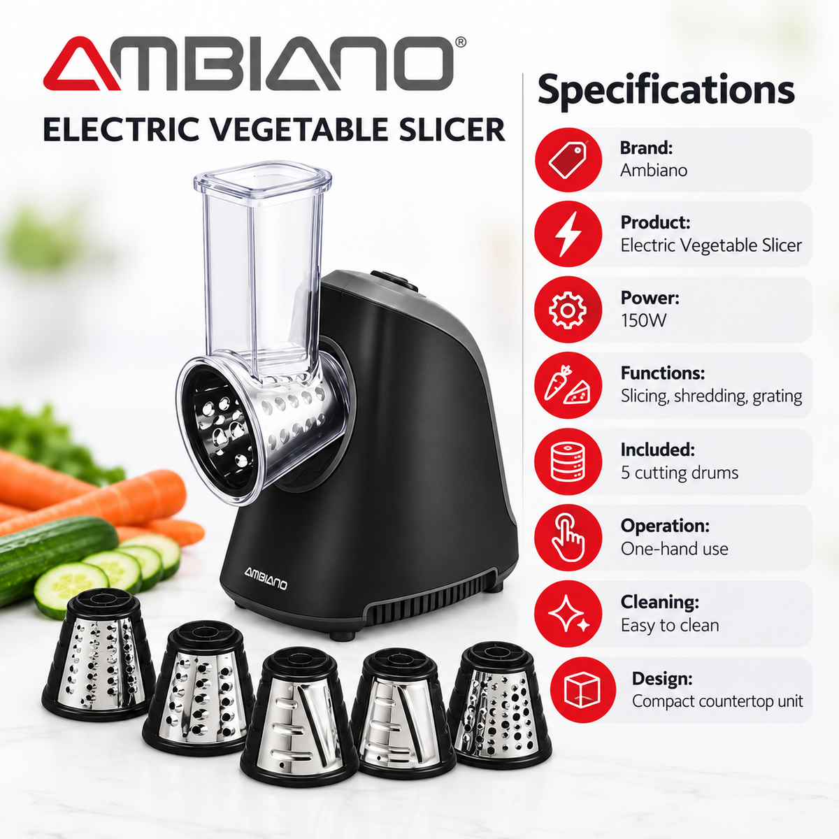 Ambiano 150W Electric Vegetable Slicer