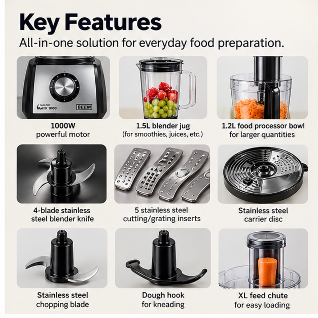 BEEM Multi-FiXX 1000 Food Processor & Blender
