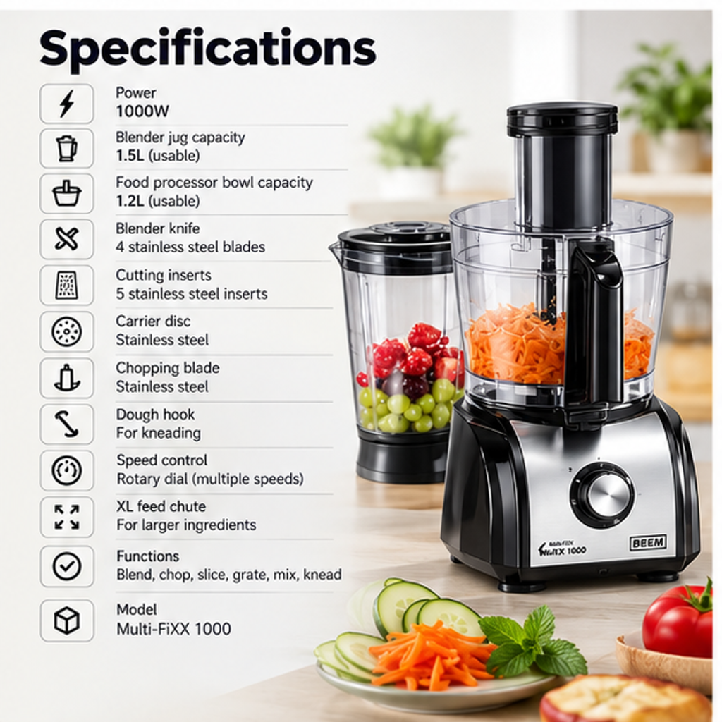 BEEM Multi-FiXX 1000 Food Processor & Blender