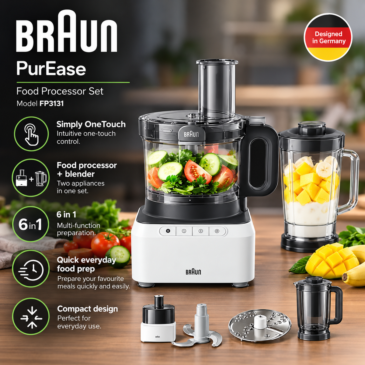Braun PurEase 6-in-1 Food Processor