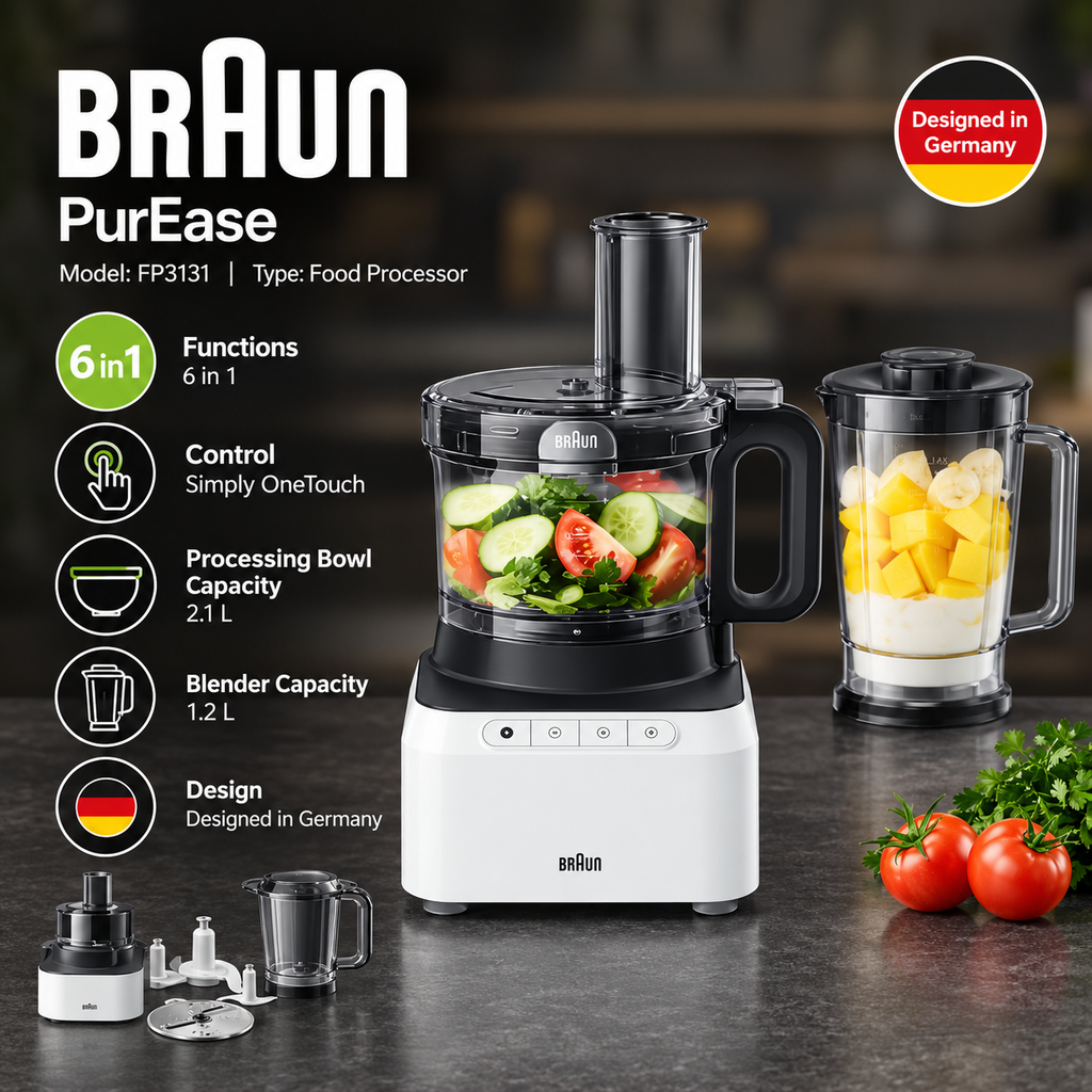 Braun PurEase 6-in-1 Food Processor