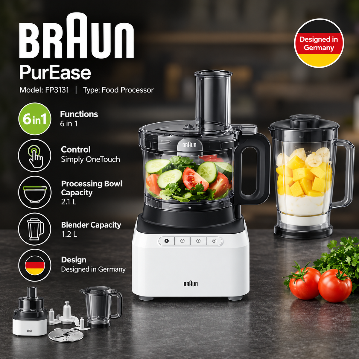 Braun PurEase 6-in-1 Food Processor