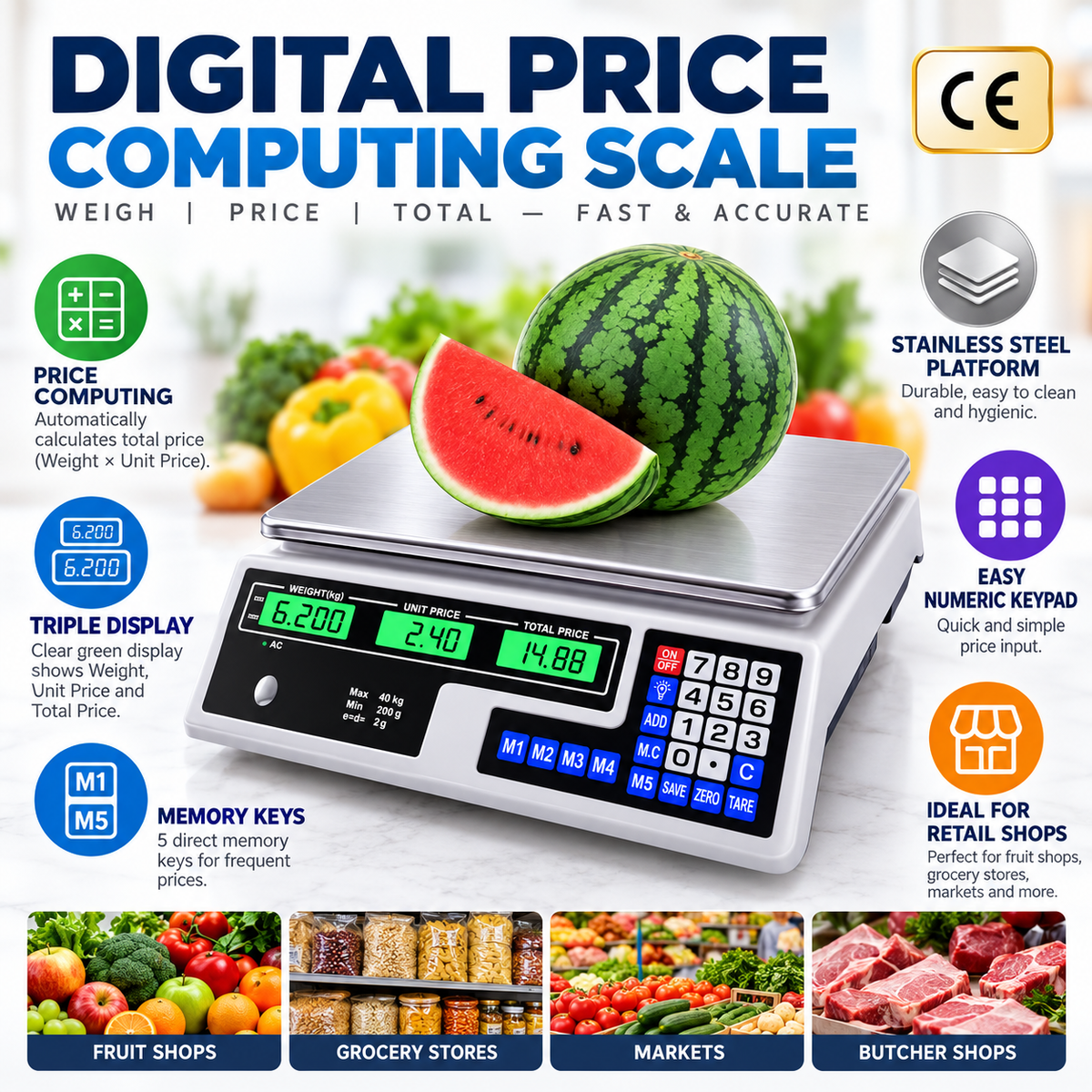 Digital Price Computing Scale – 40kg