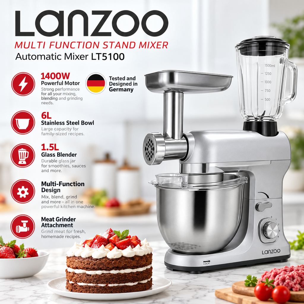 Lanzoo 1400W Multifunction Stand Mixer
