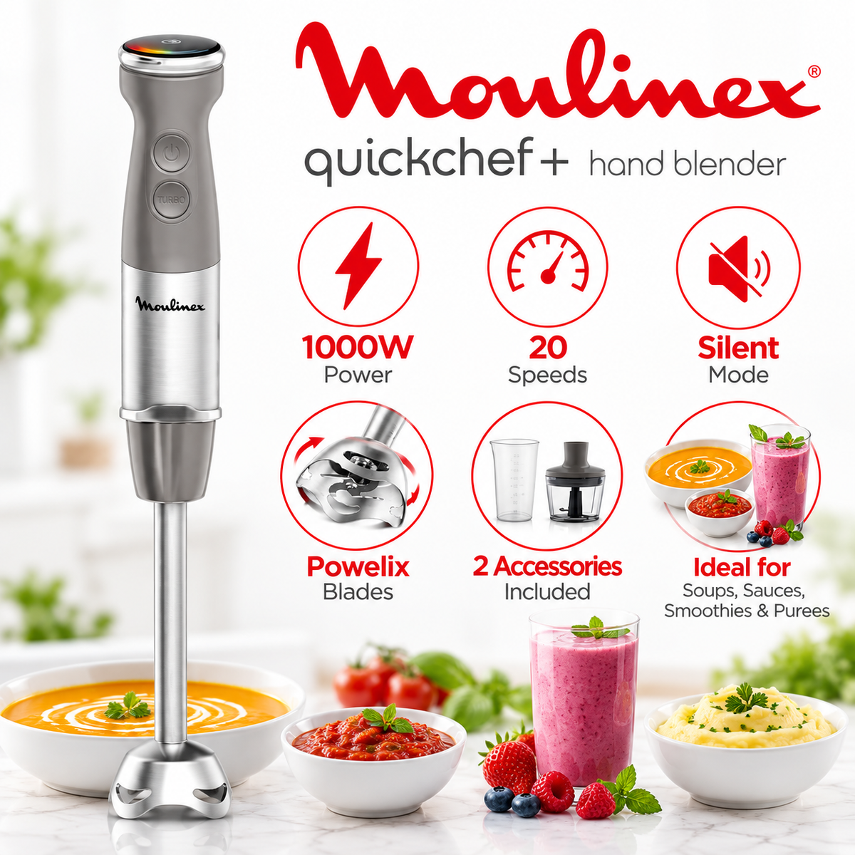 Moulinex Quickchef 1000W Hand Blender