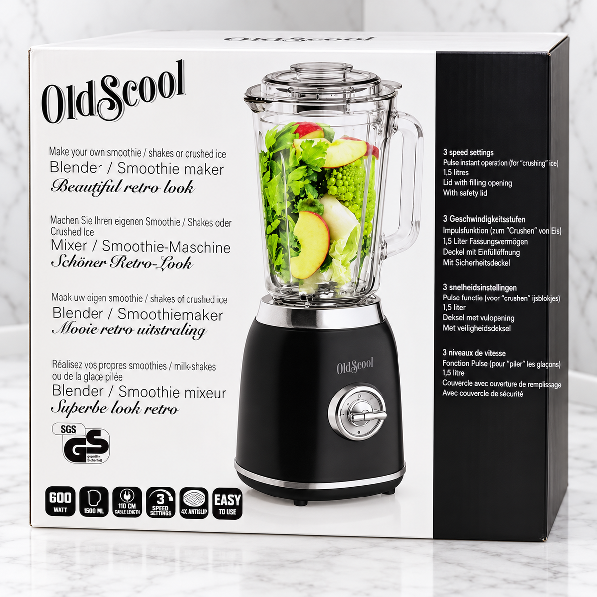 OldScool 600W Retro Blender – 1.5L