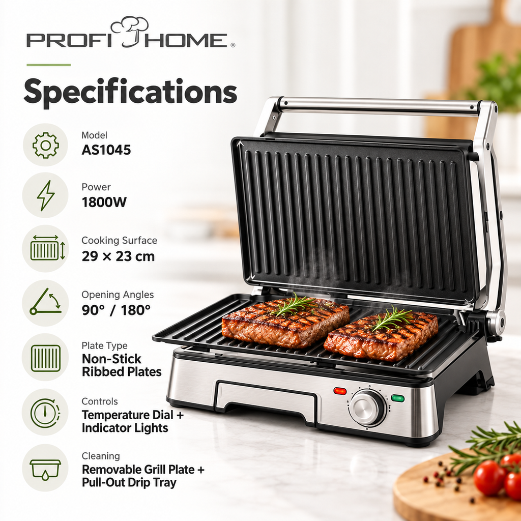 Profi Home 1800W Electric Healthy Grill