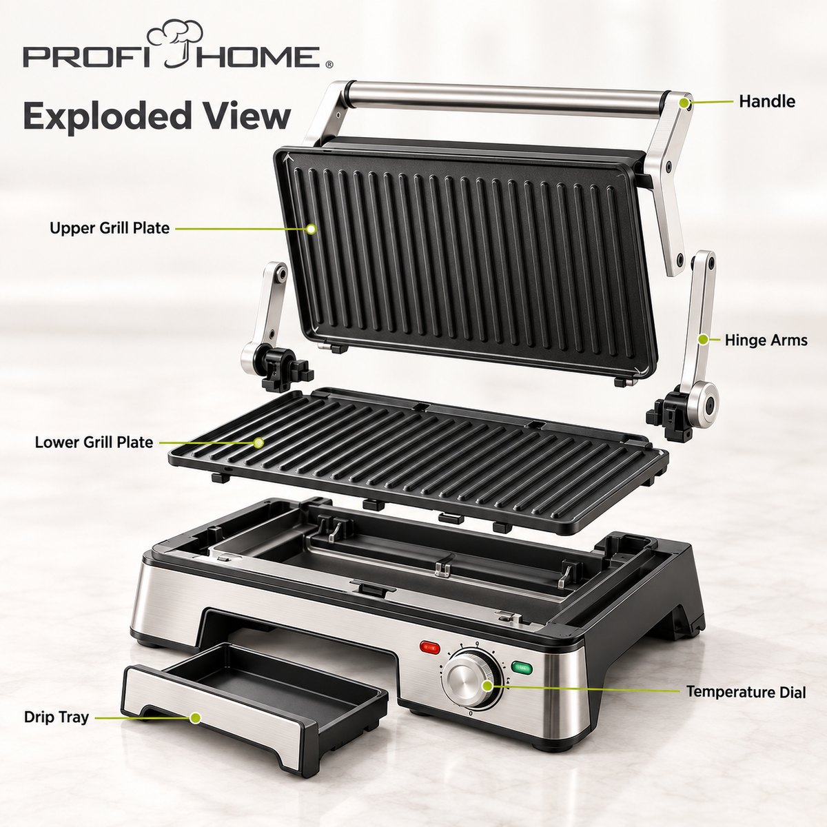 Profi Home 1800W Electric Healthy Grill