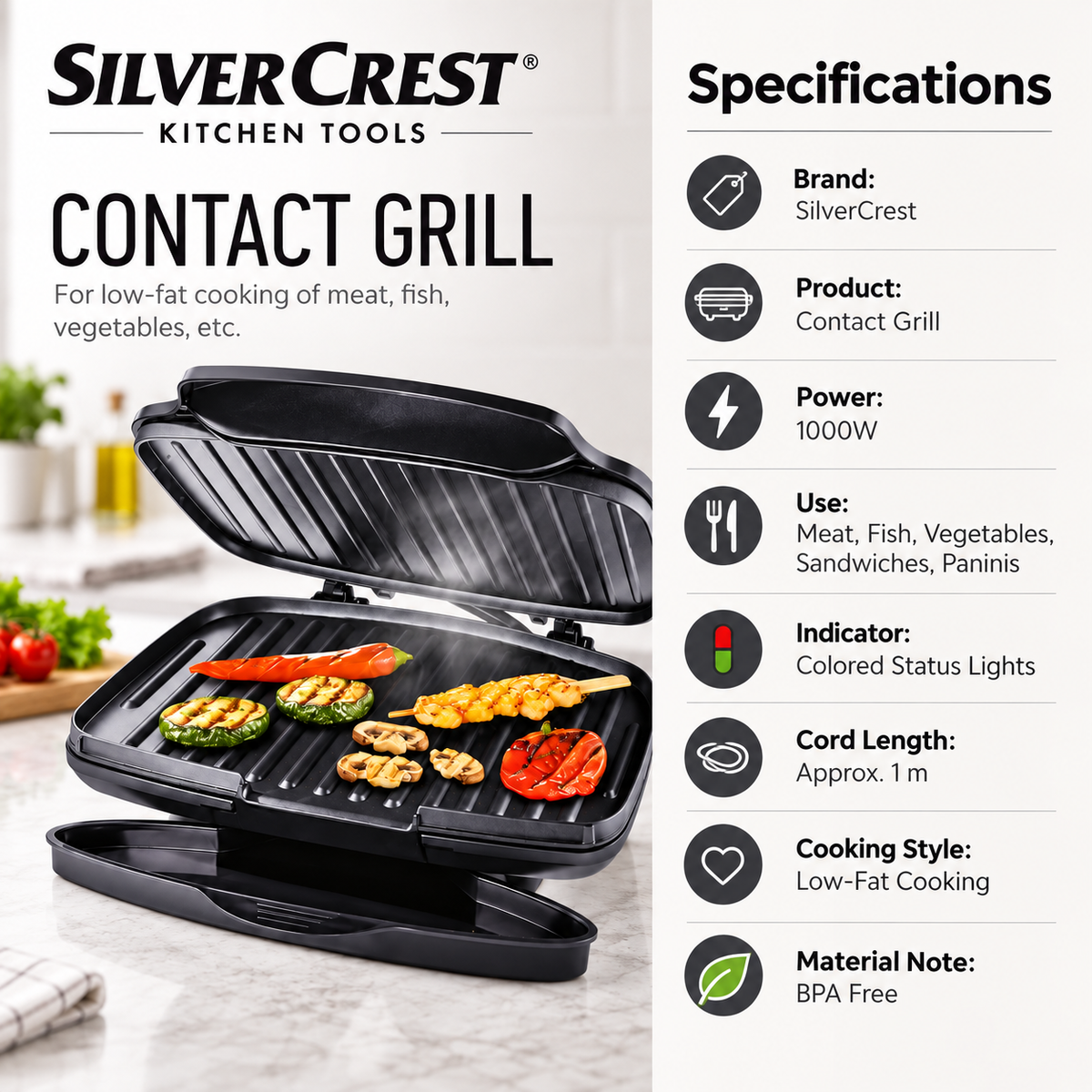 SilverCrest 1000W Contact Grill