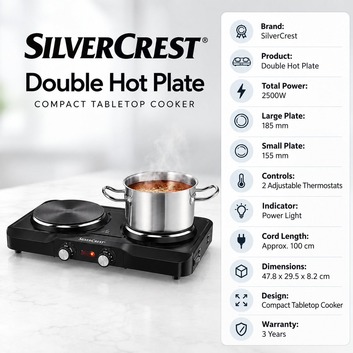 SilverCrest 2500W Double Hot Plate