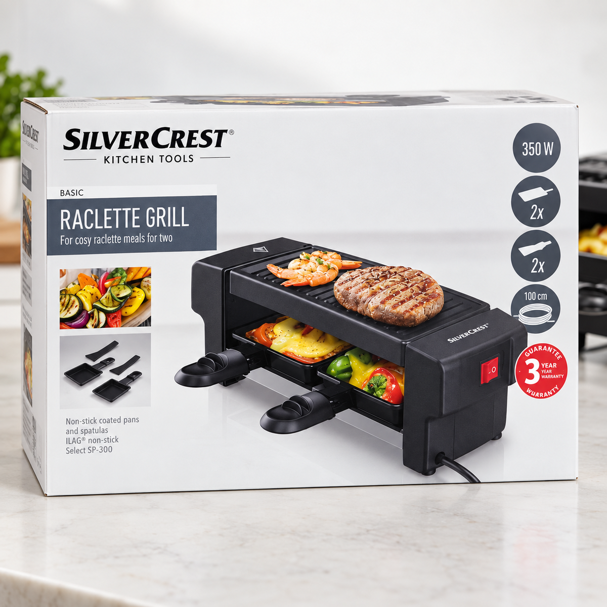 SilverCrest 350W Raclette Grill for 2