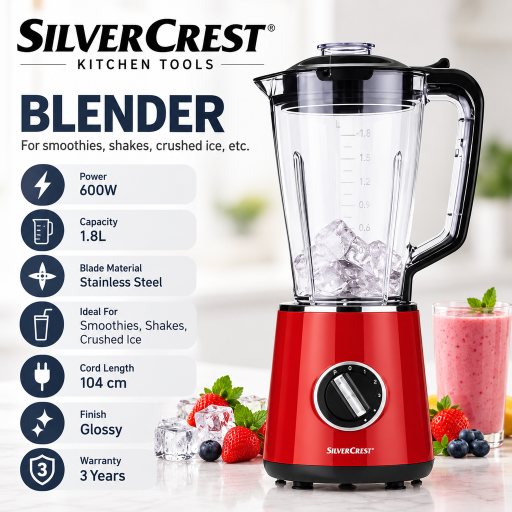 SilverCrest 600W Blender – 1.8L