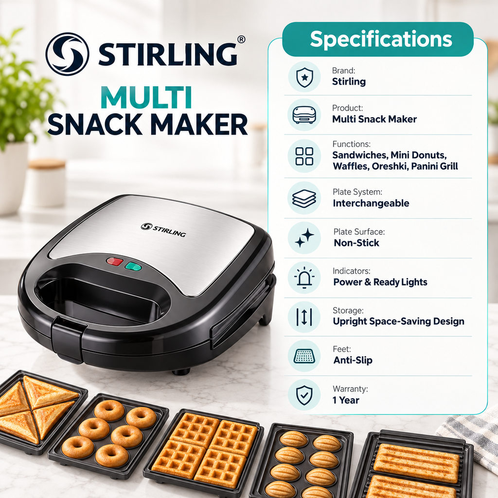 Stirling Multi Snack Maker with 5 Interchangeable Plates