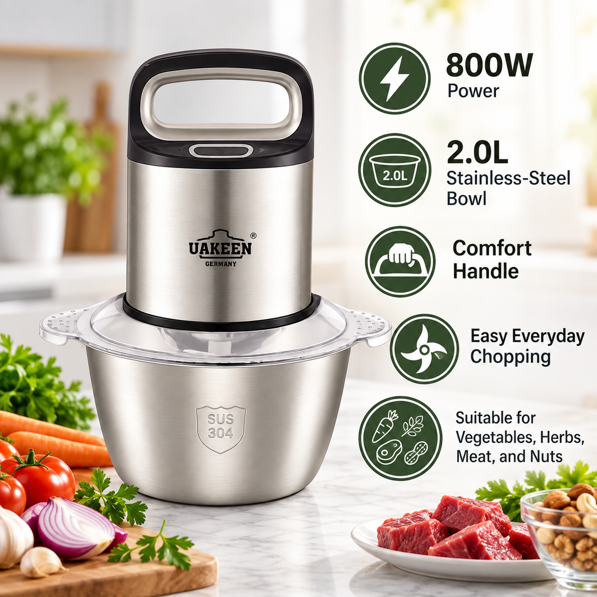 Uakeen 800W 2L Electric Food Chopper